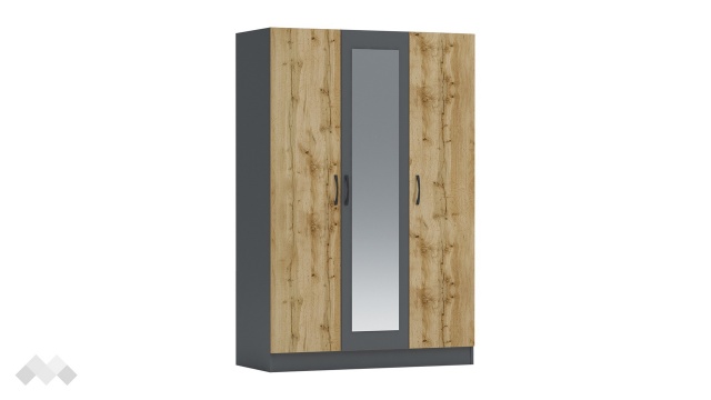 Гардероб Галати трикрилни дъб вотан светъл с антрацит