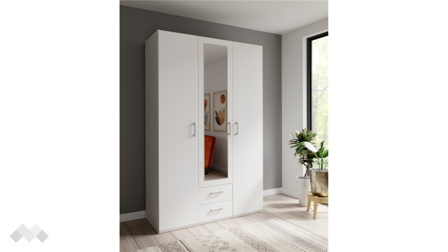 Гардероб Беатрис трикрилни бял - МебелМаг Гардероб Беатрис трикрилни бял