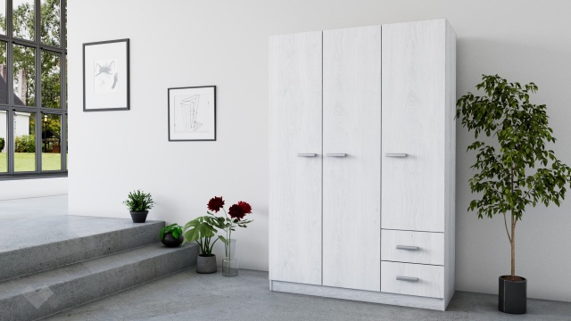 Трикрилен гардероб Арго трикрилни бял фладер - МебелМаг Трикрилен гардероб Арго трикрилни бял фладер