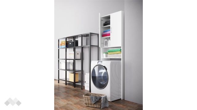 Висок шкаф Ози бяло гладко