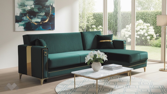 Ъглов диван Дестини универсален ъгъл зелен