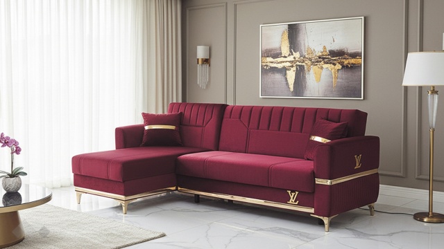 Ъглов диван Верино универсален ъгъл червен