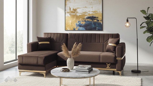 Ъглов диван Верино универсален ъгъл кафяв