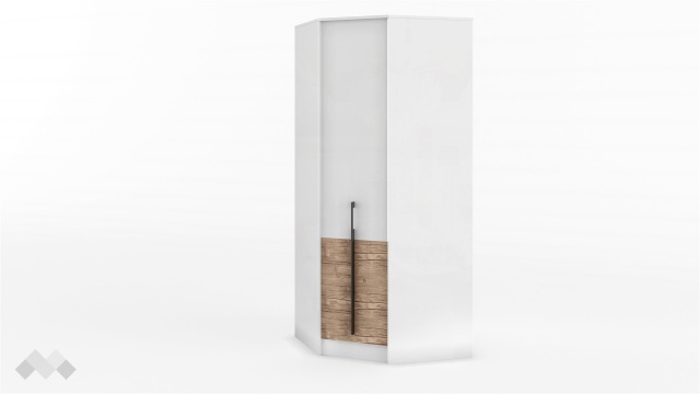 Гардероб Калифорния ъглов бяло с бяло гланц и антик