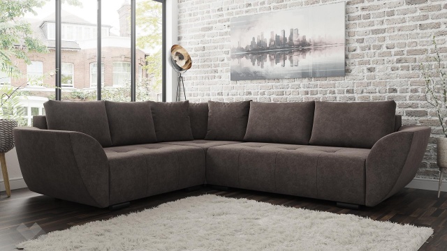 Ъглов диван Сиера с посока кафяв