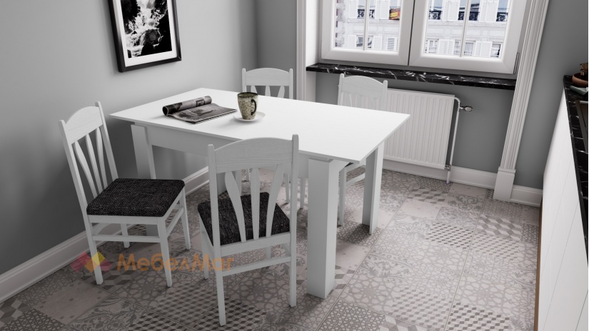 Трапезен комплект Дени М комплект със столове бял - изглед 2
