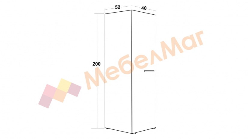 Гардероб Плюс еднокрилни дъб мока - изглед 2
