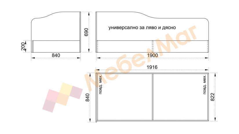 Ъглово легло 82/190 Шайн с включен матрак Бонел 82/190 бял гланц - изглед 3