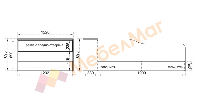 Приста с ракла 120/190 Шайн с включен матрак ТЕД Кашмир Дрийм 120/190 бял гланц - изглед 3