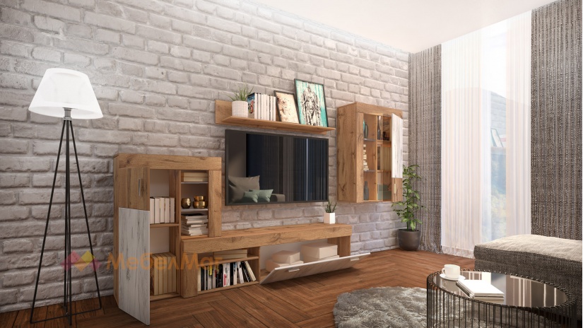 Секция Вела модулни дъб дакота с дъб крафт бял - изглед 3