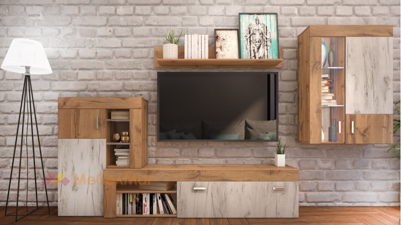 Секция Вела модулни дъб дакота с дъб крафт бял - изглед 1