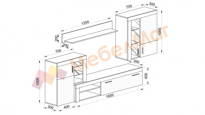 Секция Вела модулни дъб дакота с дъб крафт бял - изглед 4