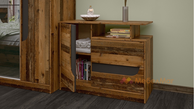 Спален комплект Клеопатра с включен матрак Бонел 160/200 олд стайл с графит - изглед 3 - МебелМаг Спален комплект Клеопатра с включен матрак Бонел 160/200 олд стайл с графит - изглед 3