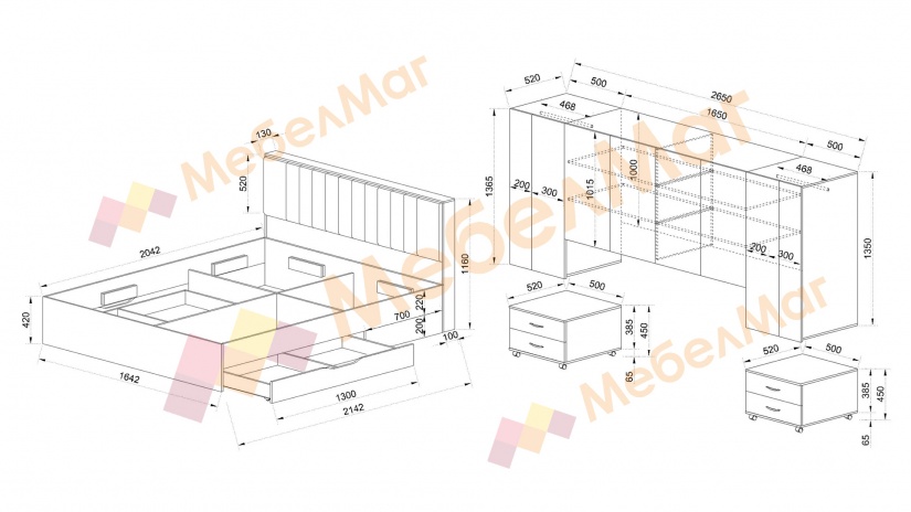 Спален комплект Зак К1 мока с лате - изглед 2
