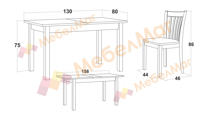 Трапезен комплект Нати L комплект със столове венге - изглед 3