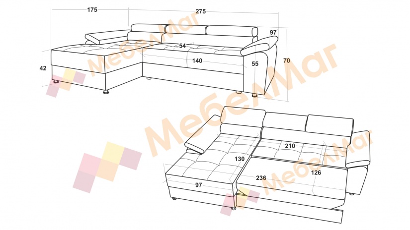 Ъглов диван Равена с посока кафяв - изглед 5 - МебелМаг Ъглов диван Равена с посока кафяв - изглед 5
