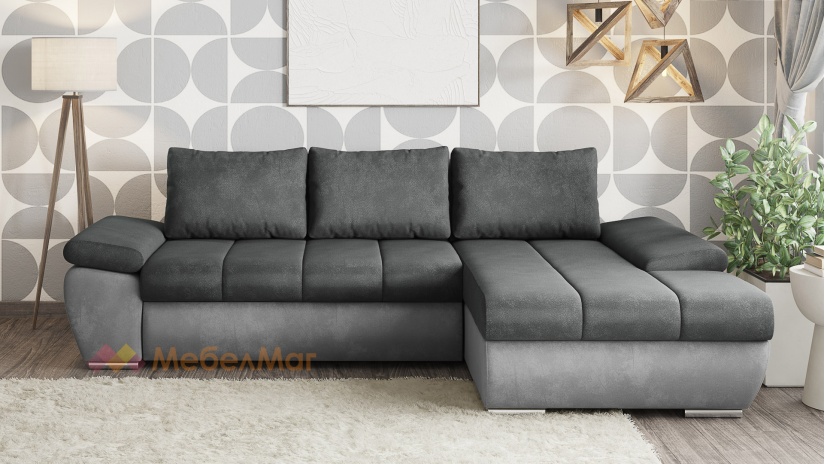 Ъглов диван Савона с посока графит със сиво - изглед 2