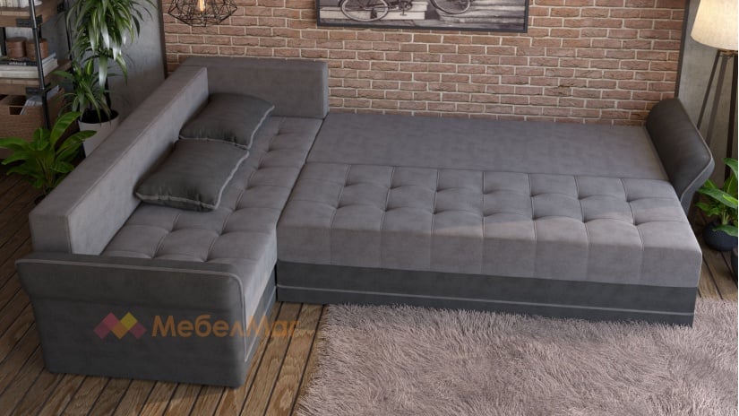 Ъглов диван Бени с посока графит със сиво - изглед 3