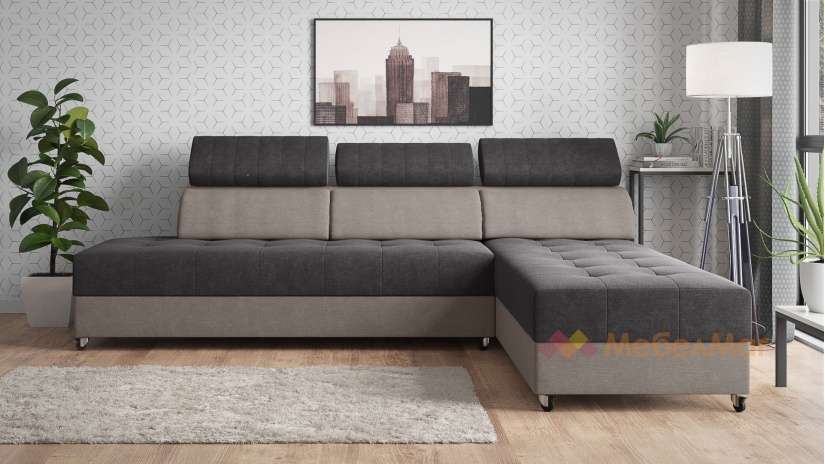 Ъглов диван Елеганс Покет универсален ъгъл графит със сиво - изглед 4