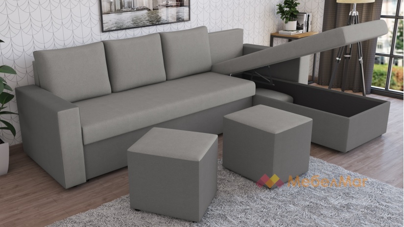 Ъглов диван Джулия XL универсален ъгъл сиво с графит - изглед 2