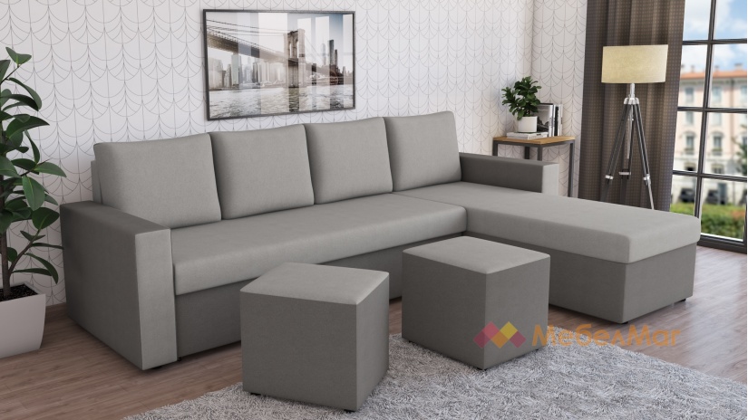 Ъглов диван Джулия XL универсален ъгъл сиво с графит - изглед 1