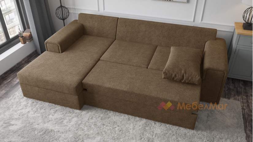 Ъглов диван Линеа с посока кафяв - изглед 4 - МебелМаг Ъглов диван Линеа с посока кафяв - изглед 4