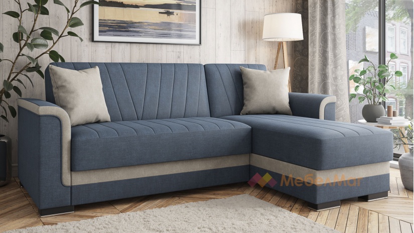 Ъглов диван Нютън универсален ъгъл нейви със светло сиво - изглед 4