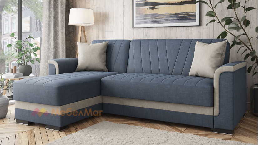 Ъглов диван Нютън универсален ъгъл нейви със светло сиво - изглед 3