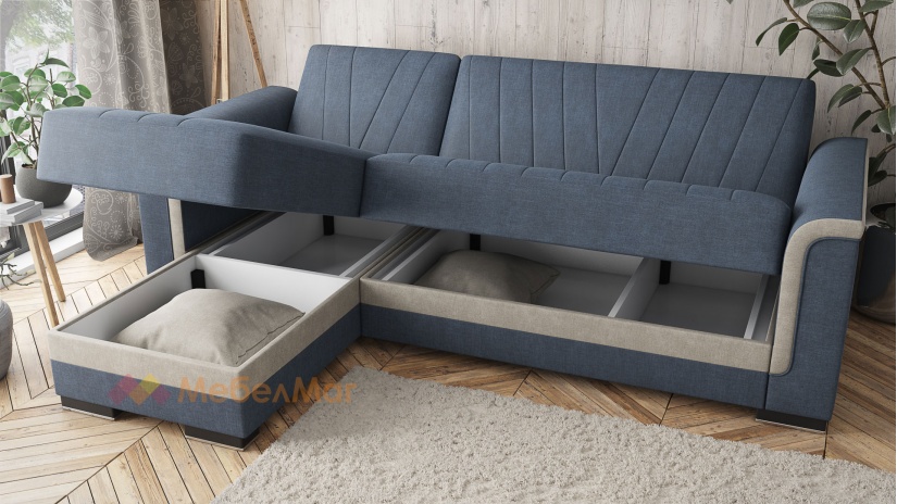 Ъглов диван Нютън универсален ъгъл нейви със светло сиво - изглед 5