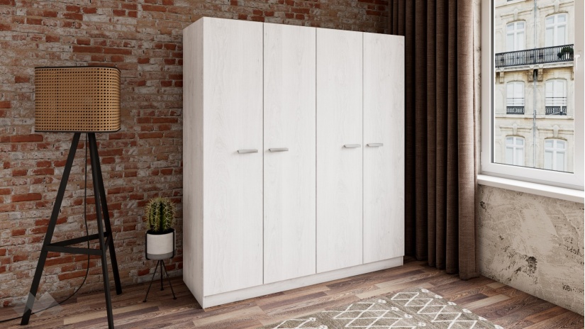 Гардероб Арго четирикрилни бял фладер - изглед 1 - МебелМаг Гардероб Арго четирикрилни бял фладер - изглед 1