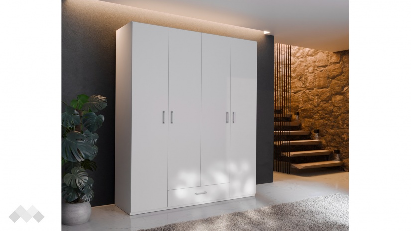 Гардероб Беатрис четирикрилни бял - изглед 1