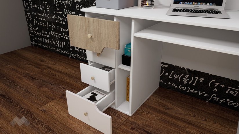 Детски спален комплект Роуз с включен матрак Бонел 90/200 бяло гладко, златно розово и сонома - изглед 10