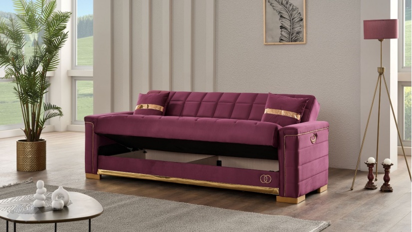 Диван Агра триместни бордо - изглед 3