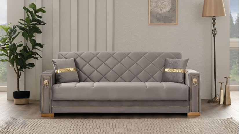 Диван Анталия триместни сив - изглед 2 - МебелМаг Диван Анталия триместни сив - изглед 2