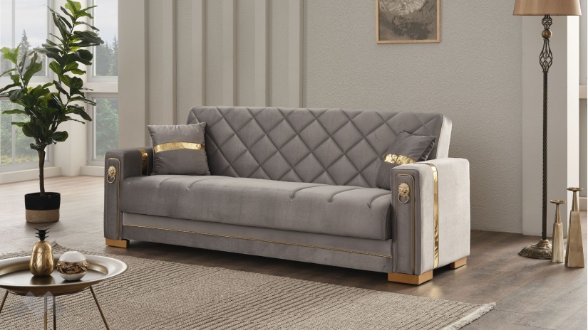 Диван Анталия триместни сив - изглед 1 - МебелМаг Диван Анталия триместни сив - изглед 1