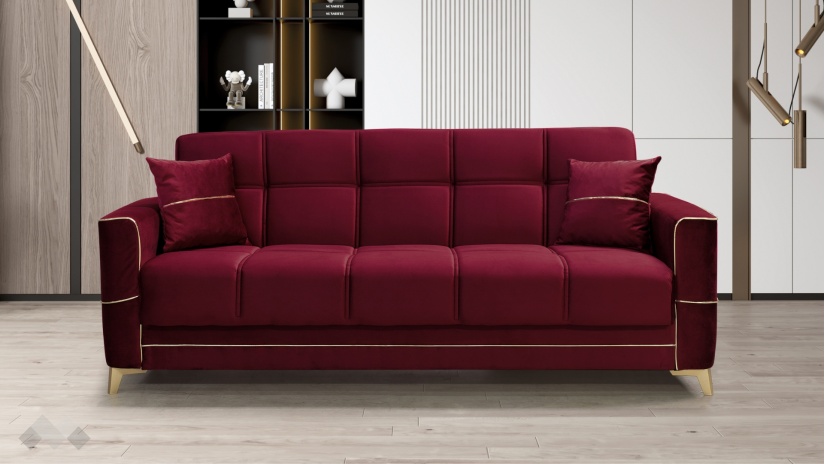 Диван Астон триместни бордо - изглед 2