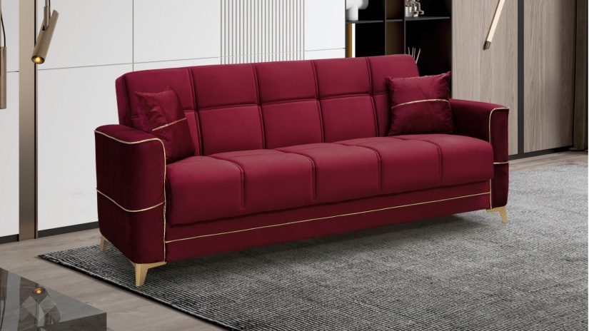 Диван Астон триместни бордо - изглед 1
