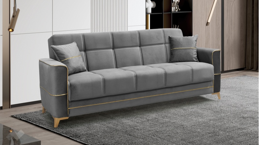 Диван Астон триместни сив - изглед 1