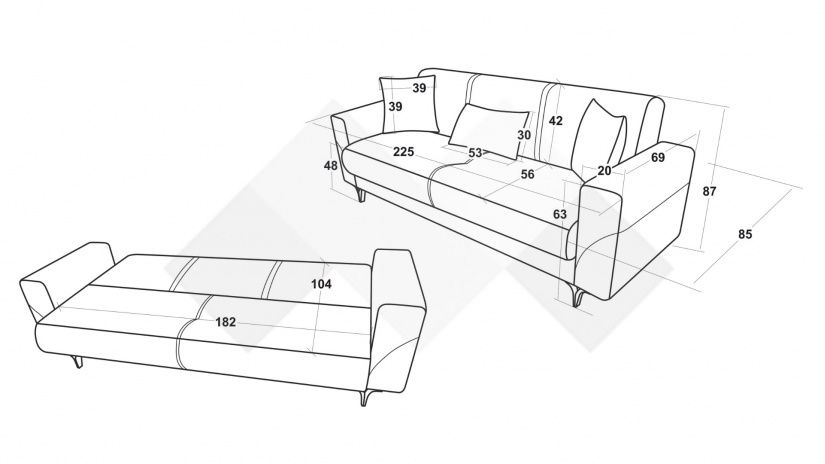 Диван Атон триместни лилав - изглед 6 - МебелМаг Диван Атон триместни лилав - изглед 6