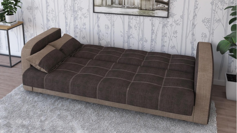 Диван Бари триместни кафяв с бежово - изглед 3