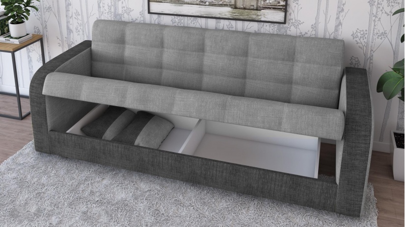 Диван Бари триместни сив с тъмно сиво - изглед 2 - МебелМаг Диван Бари триместни сив с тъмно сиво - изглед 2