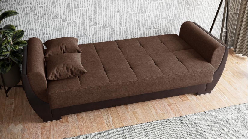 Диван Беланот триместни кафяв с кафява кожа - изглед 4
