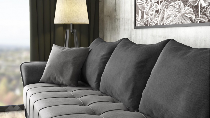 Диван Бени триместни графит със сиво - изглед 5