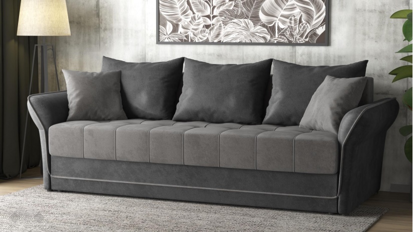 Диван Бени триместни графит със сиво - изглед 1