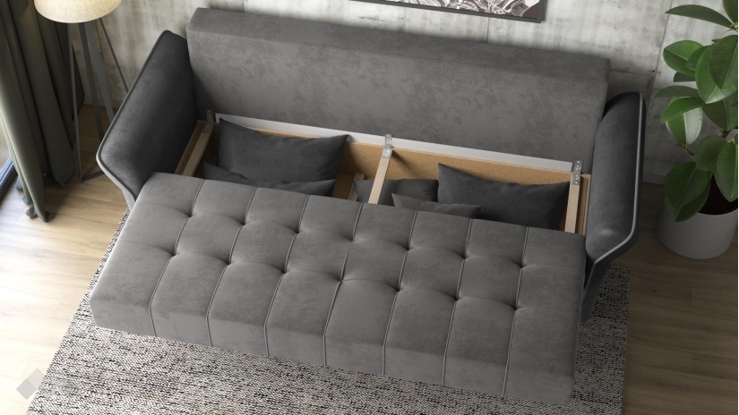 Диван Бени триместни графит със сиво - изглед 3