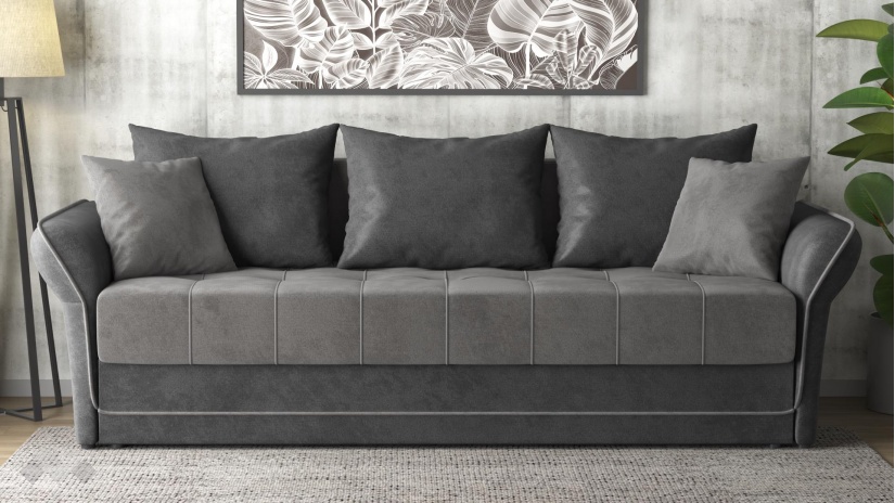 Диван Бени триместни графит със сиво - изглед 2