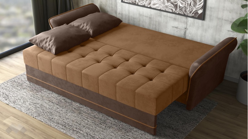 Диван Бени триместни кафяв със светло кафяво - изглед 4