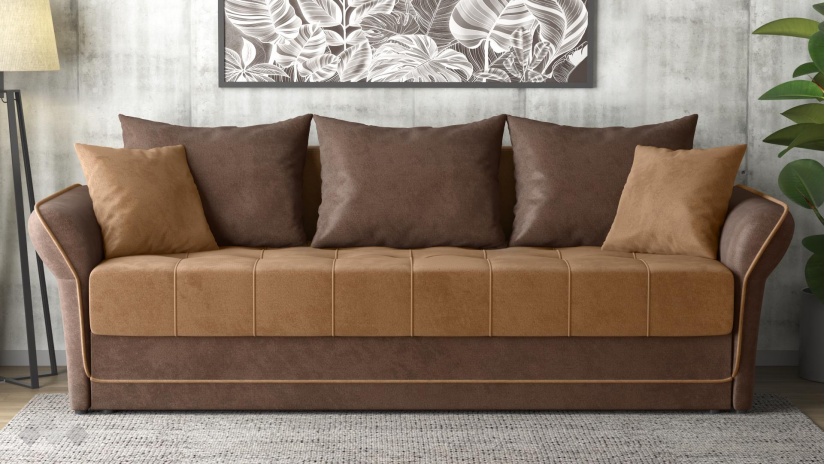 Диван Бени триместни кафяв със светло кафяво - изглед 2