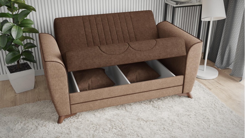 Диван Ялта двуместни кафяв с бежово - изглед 4