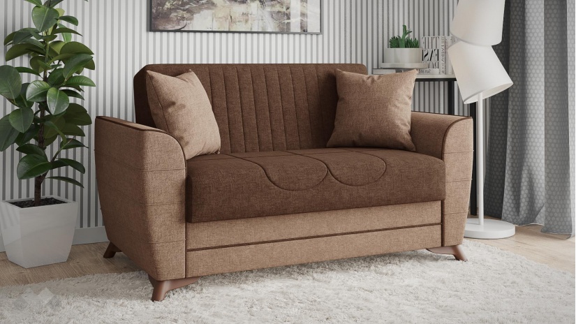 Диван Ялта двуместни кафяв с бежово - изглед 1